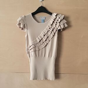 NWT Tracy Reese Plenty Anthropologie XS Ruffle Delicate Coquette Wool Top Sweatr